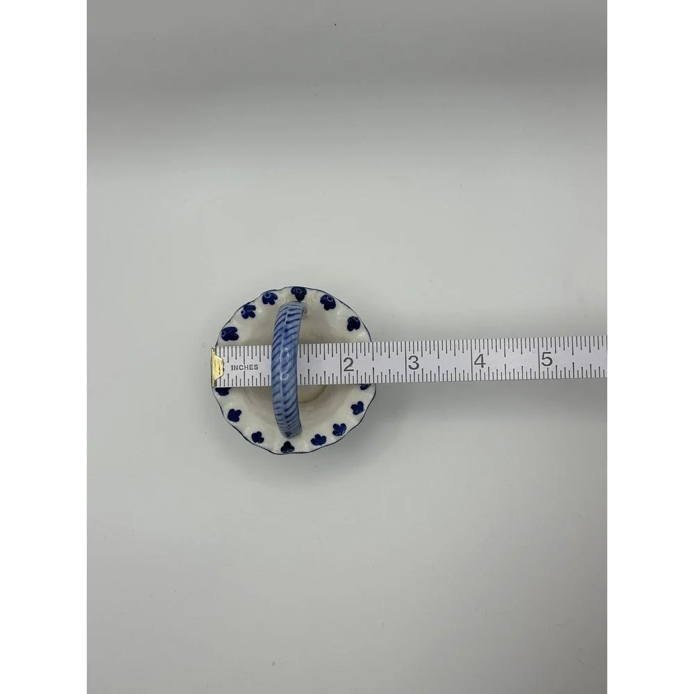Vintage 1984 Handpainted Delft Blue Miniature Ceramic Basket Windmill DALC